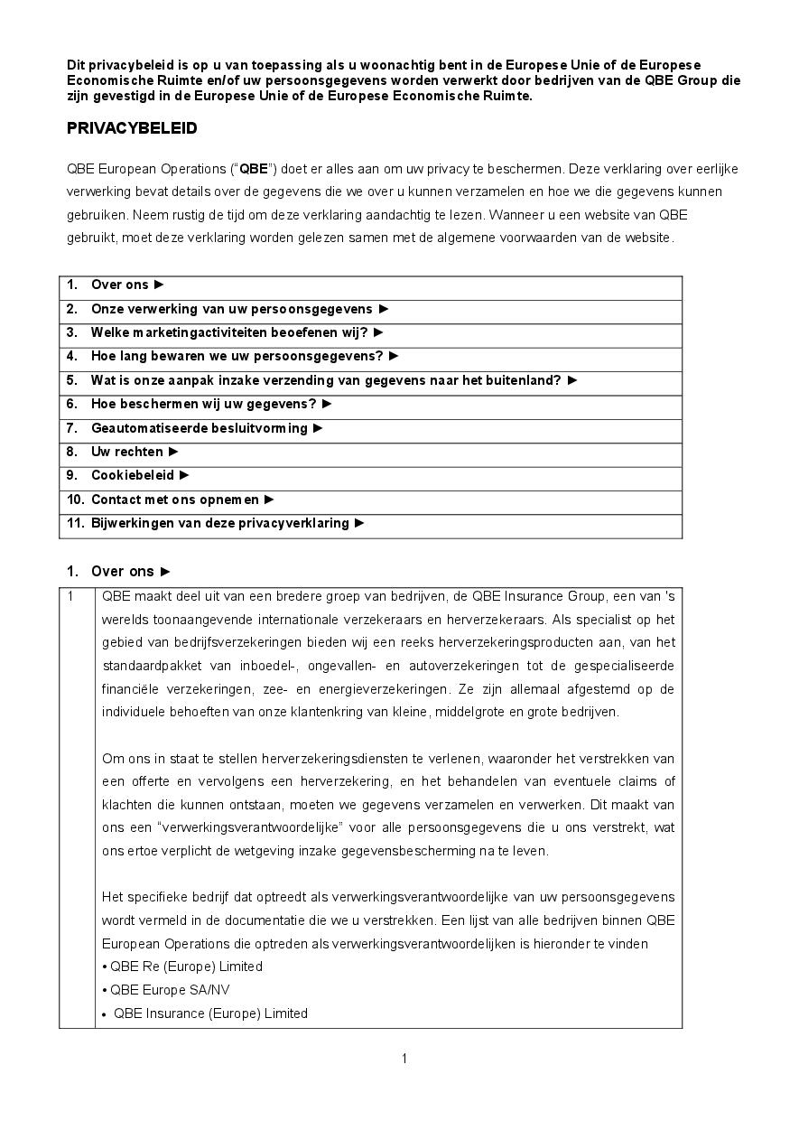 Fair Processing Notice - Belgium - Dutch